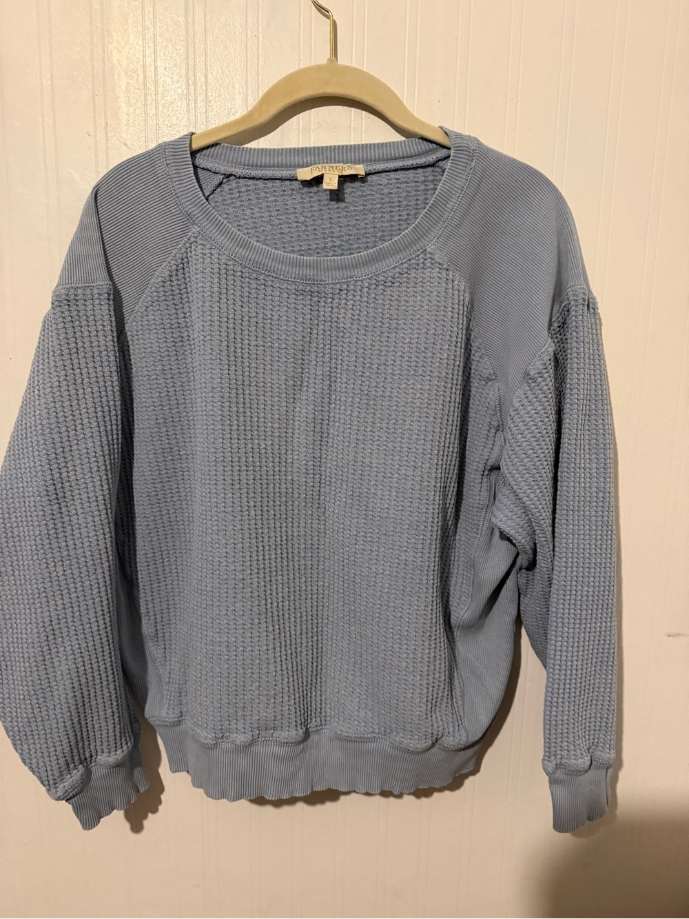 Light Blue Waffle Knit Women's top L